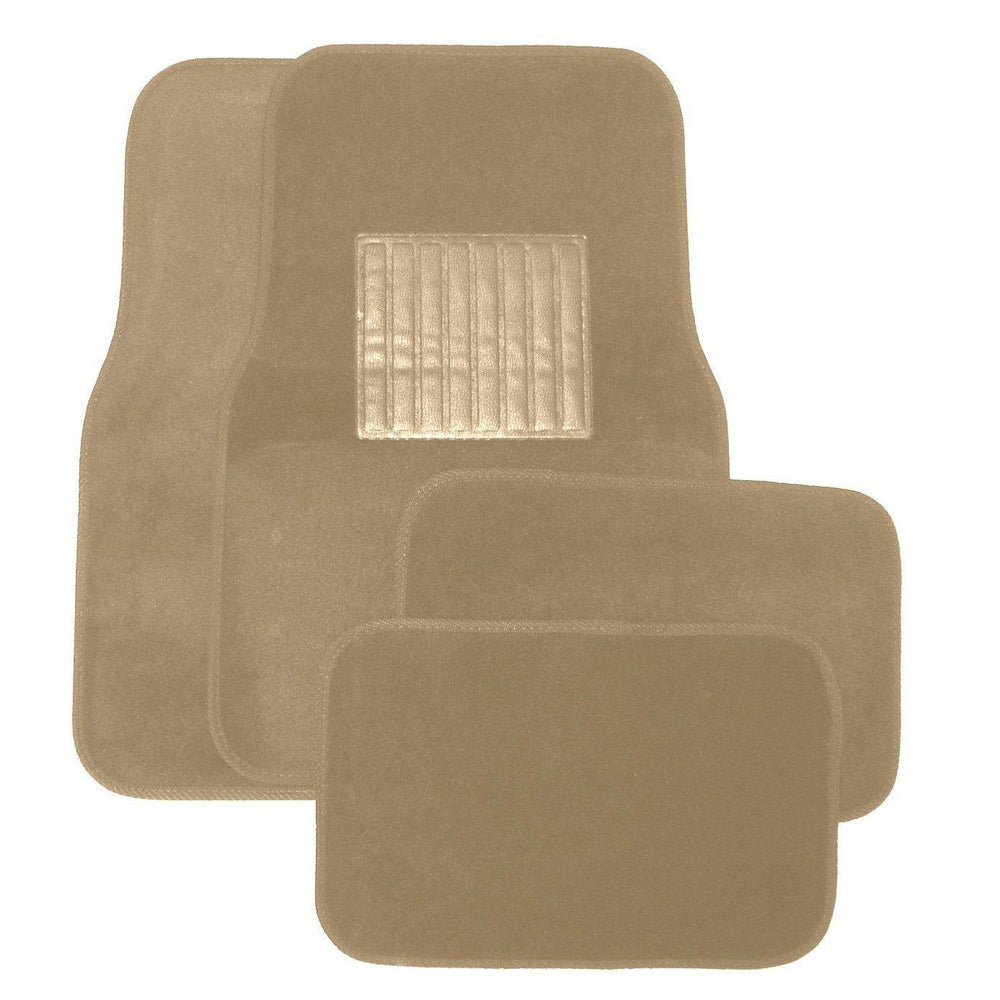 Deluxe 4 Pc. Carpet Mat Set w/ Heel Pad & Nib Back - Beige-Floor Mats & Accessories-Hi Tech Industries-9216