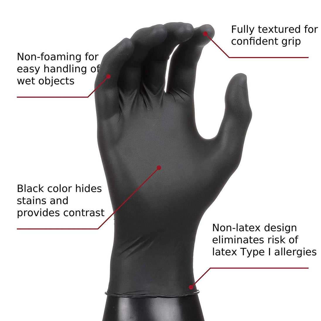 Dextatron Powder Free Black Disposable Nitrile Gloves (XX-Large)